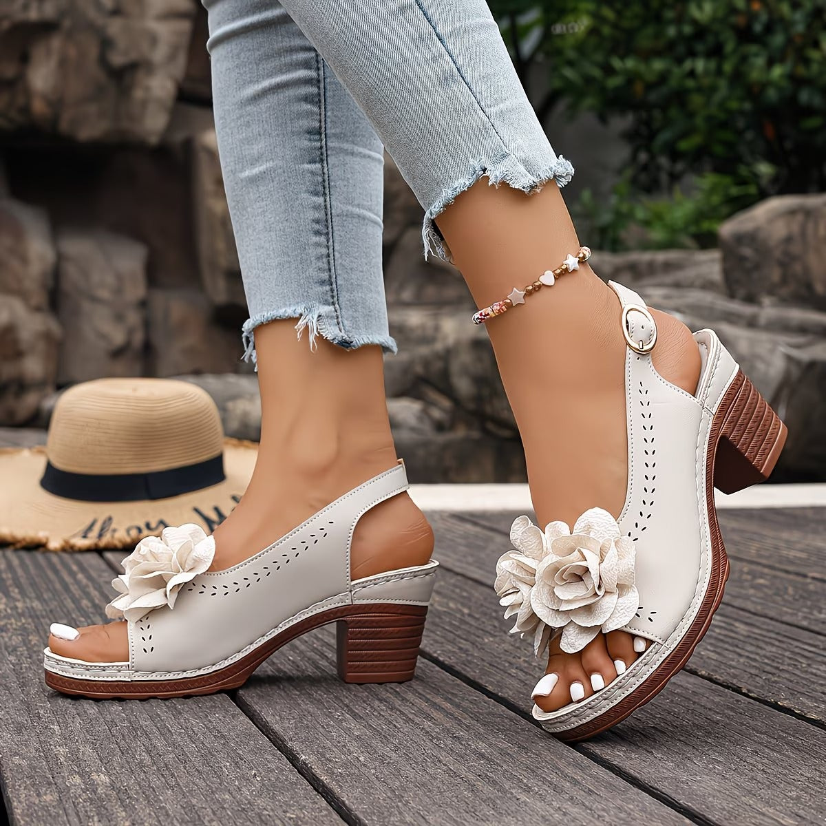 Sila - Stylish Orthopedic Floral Chunky Heels