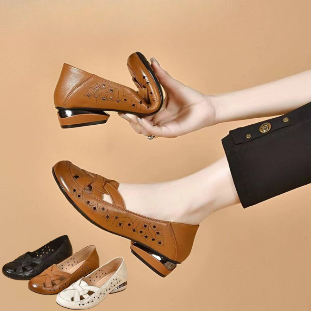 Jelena - Orthopedic round-toe sandals with a low heel