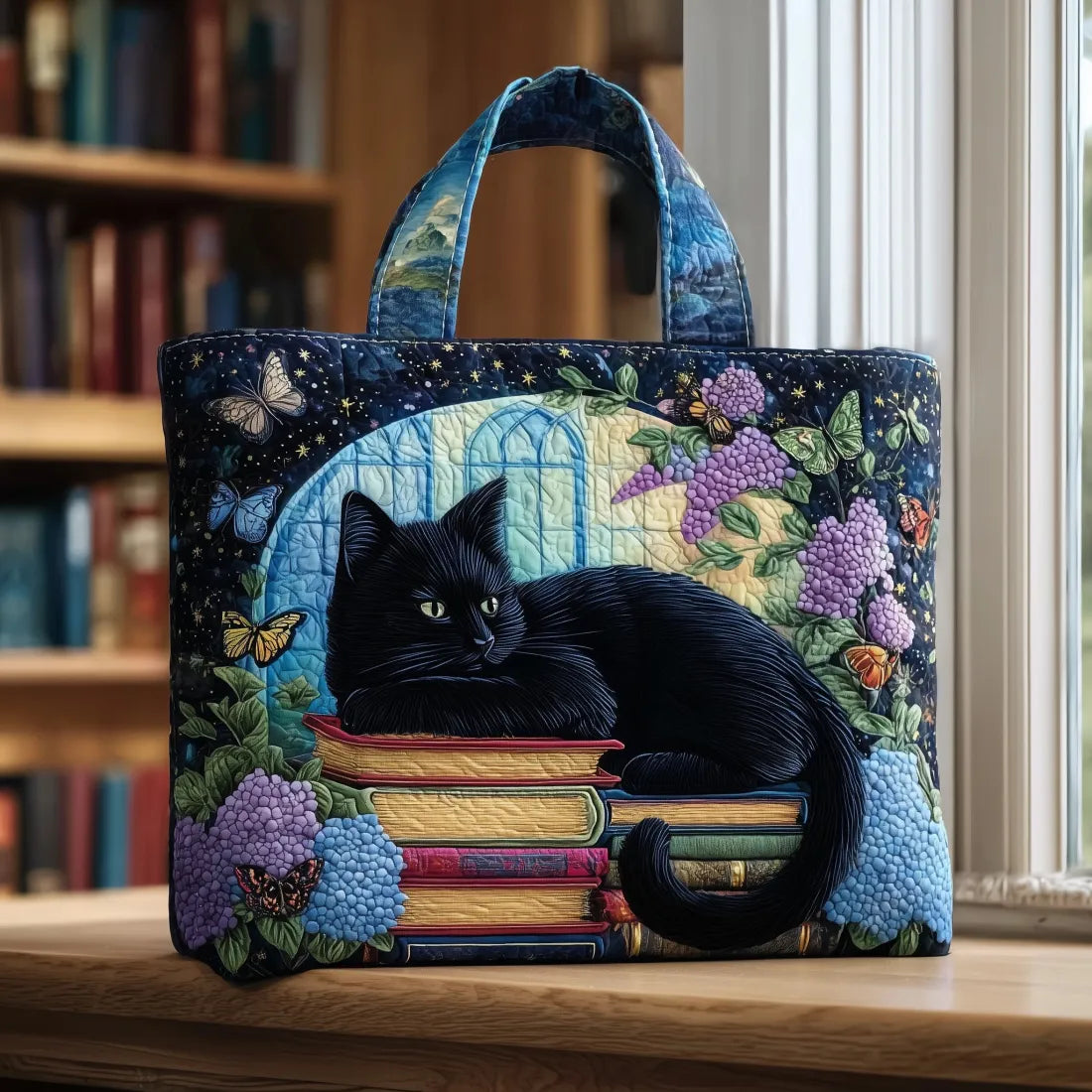 Handmade Cat Noir Bag on Books