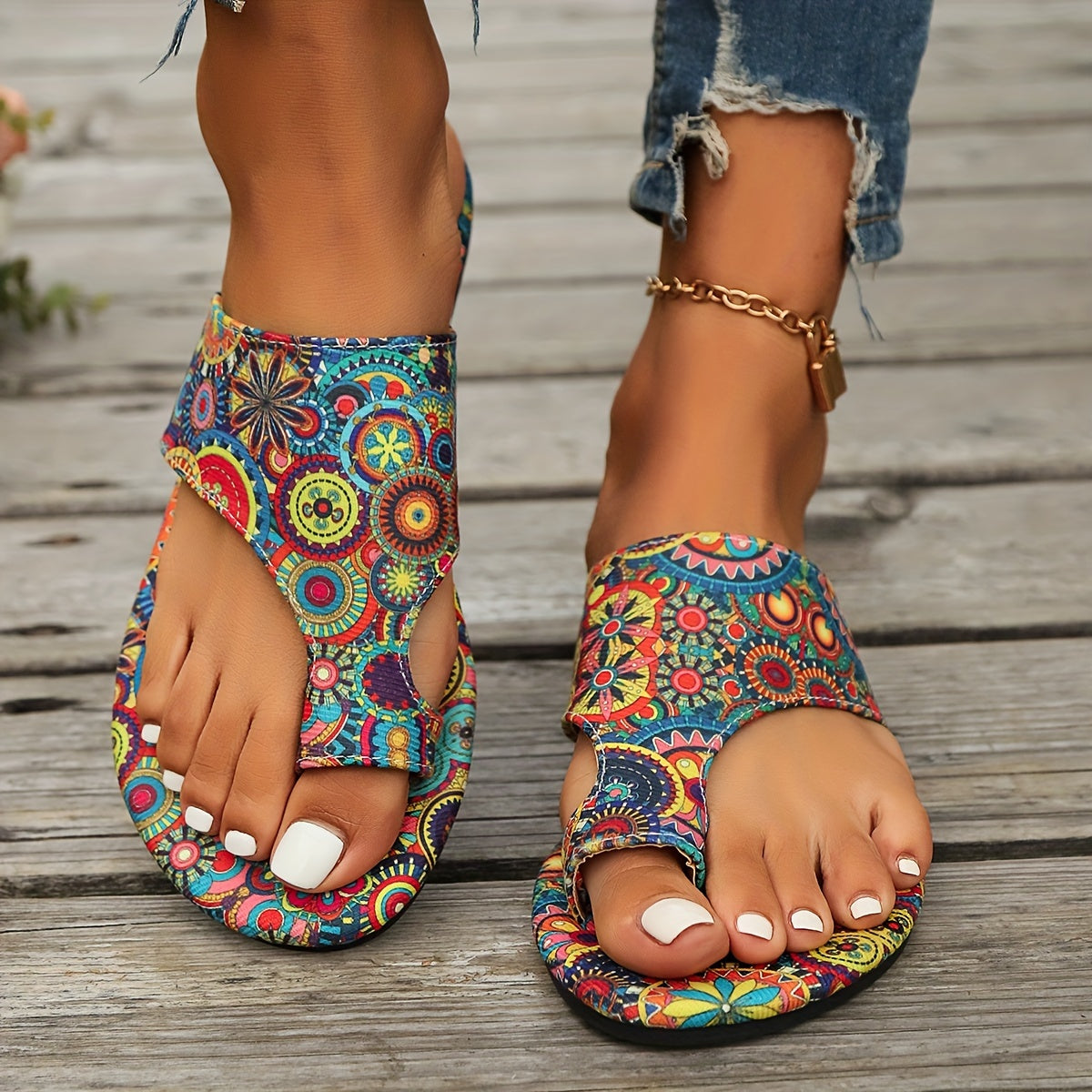 Suzanne - Floral Flat Sandals