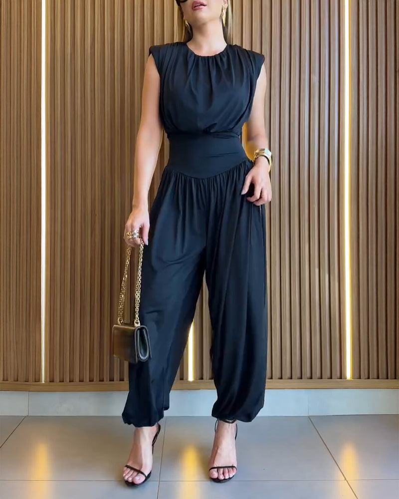 Mariella™ | Casual jumpsuit met uitgesneden rug en gerimpelde details