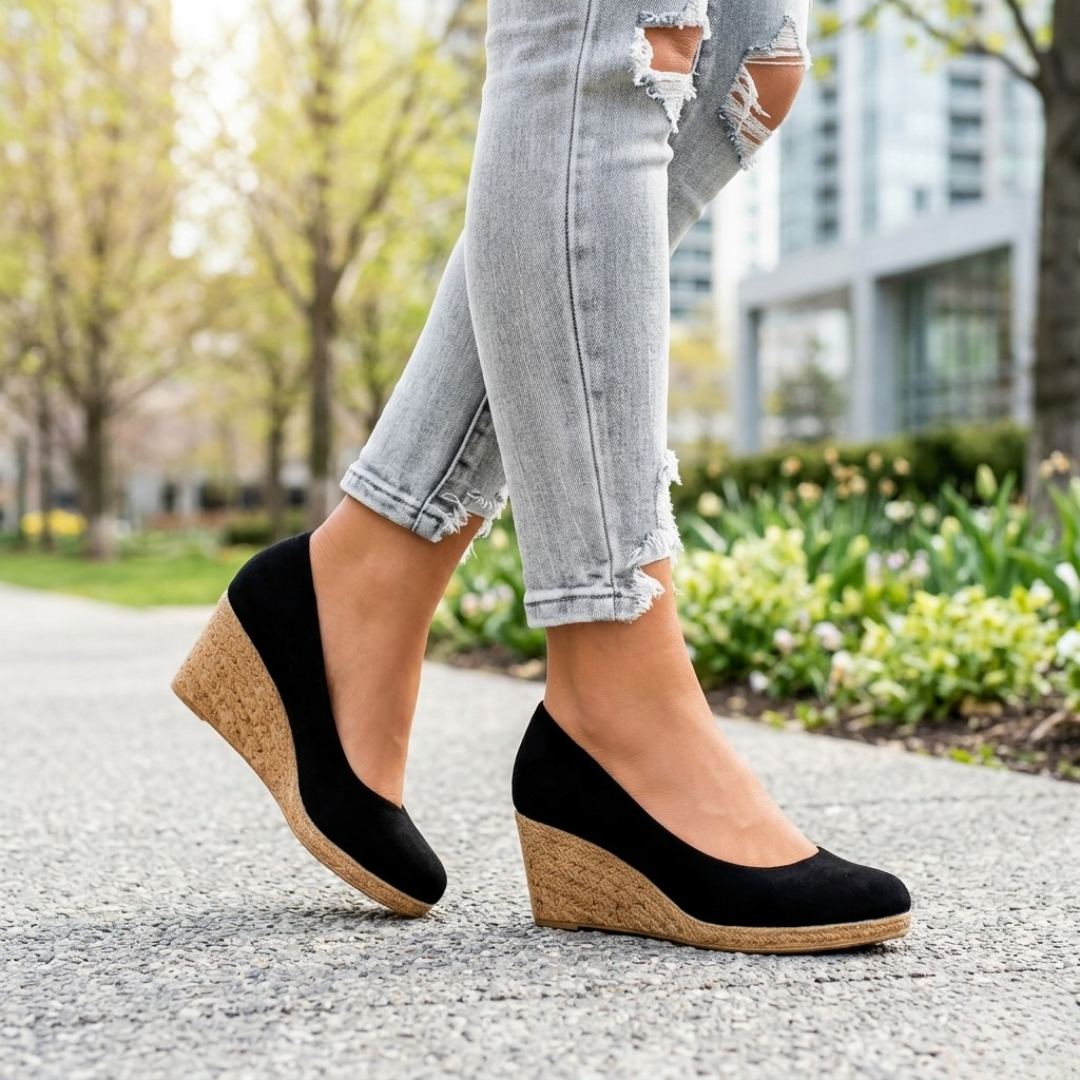Dorothe - Black Low-Heeled Pumps