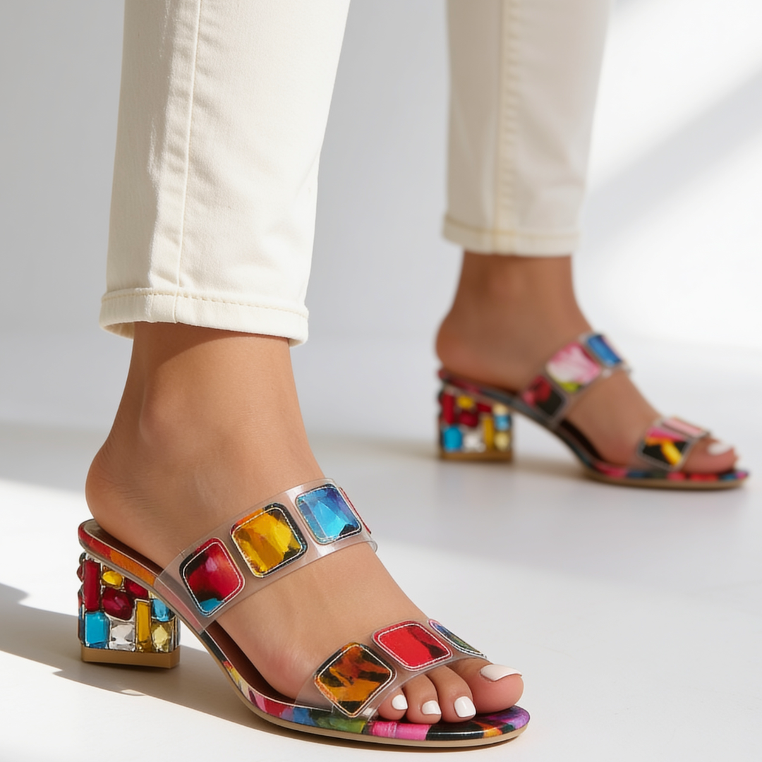 Odette | sandalen met juweelversiering op hak