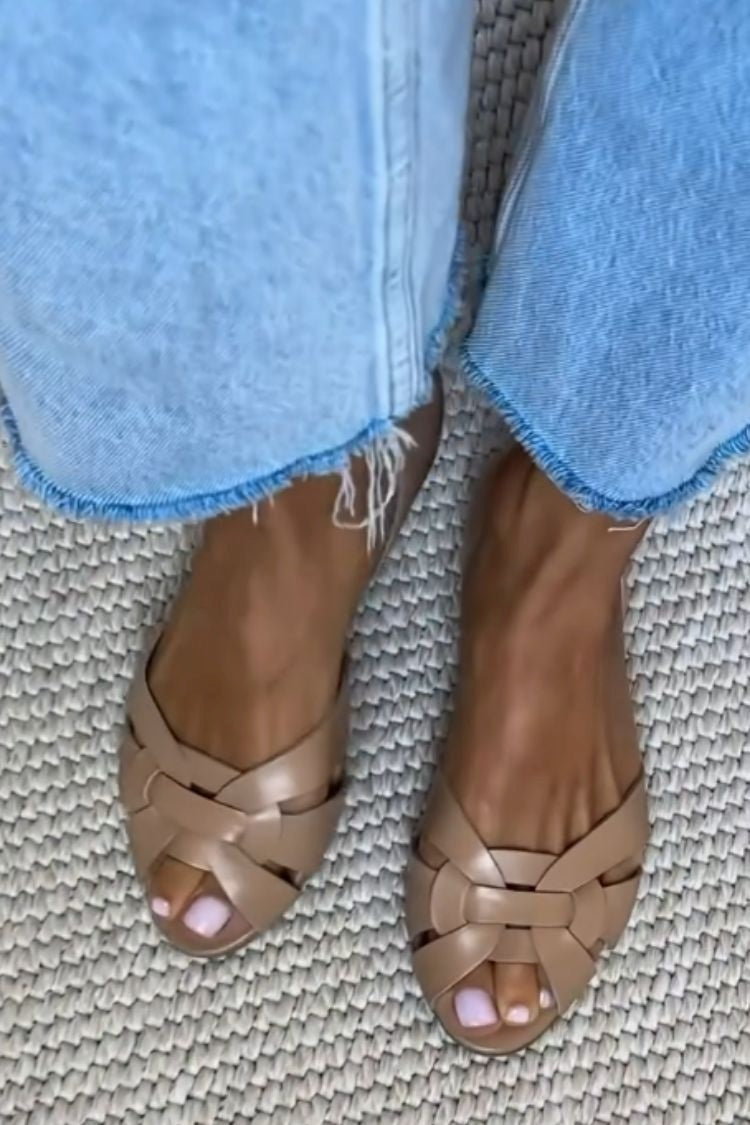 Serafina | Natuurkleurige gevlochten sandalen