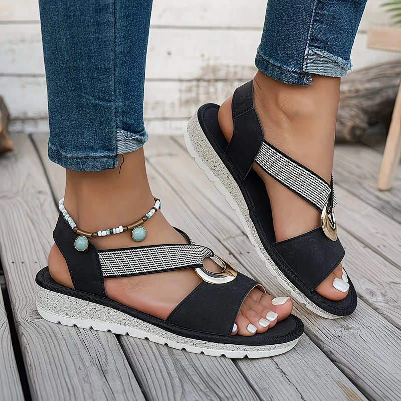 Skylar | Platte orthopedische sandalen met metalen gesp
