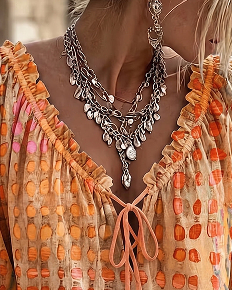 Cornelia | Blouse met stippen en veters