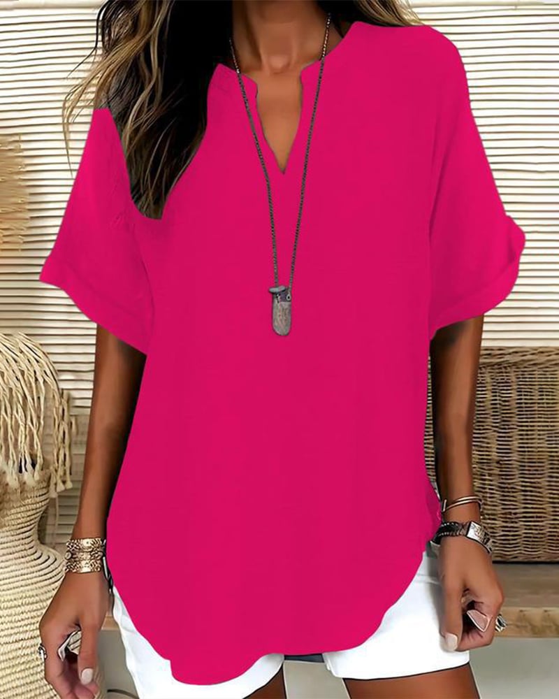 Nichole - Women's Solid-Color Casual Blouse