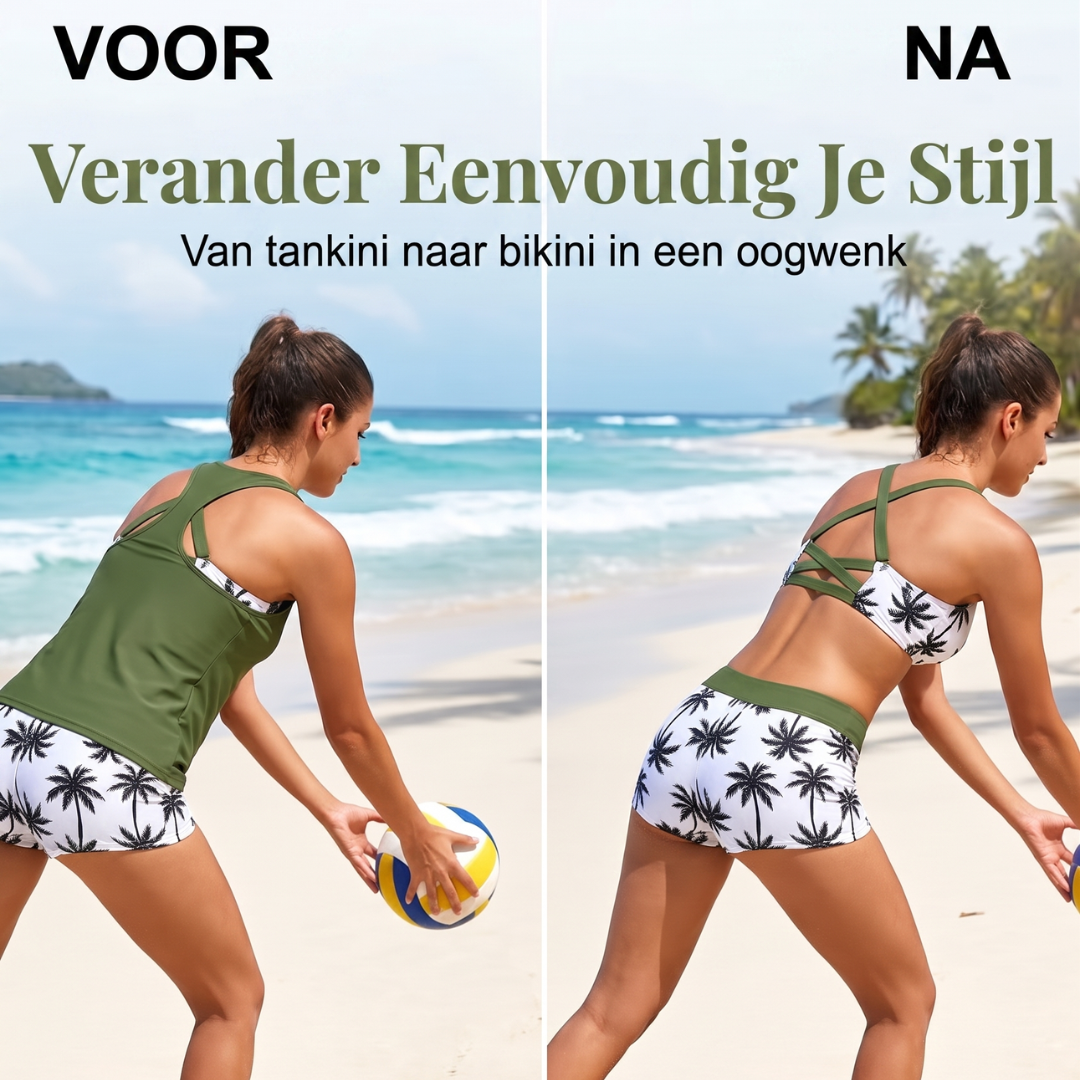 Vanessa - Omslag en crisscross mouwloze bikinitop + broek met trekkoord