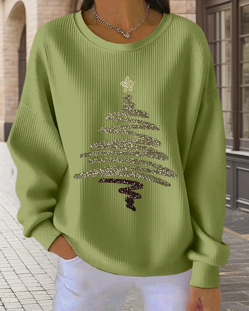 Losse sweatshirt met kerstprint en gestructureerd oppervlak