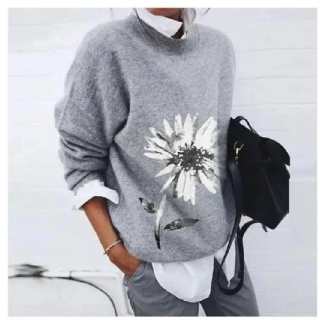 Casual Warme Damestrui met Bloemenprint