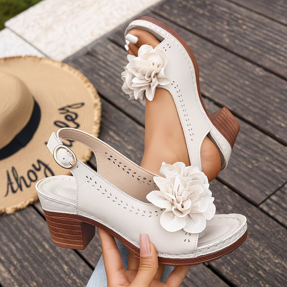 Sila - Stylish Orthopedic Floral Chunky Heels