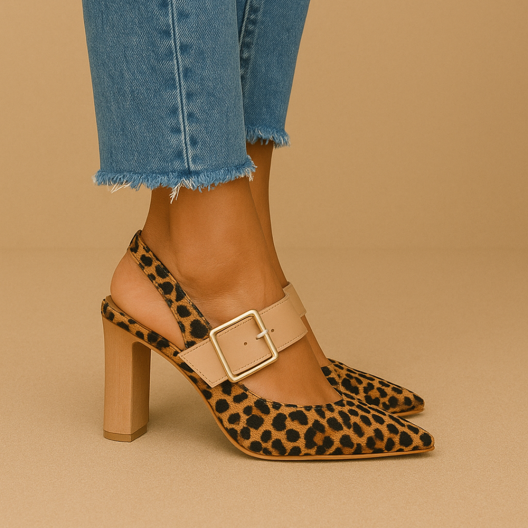 Chic Leopard Print Block Heel