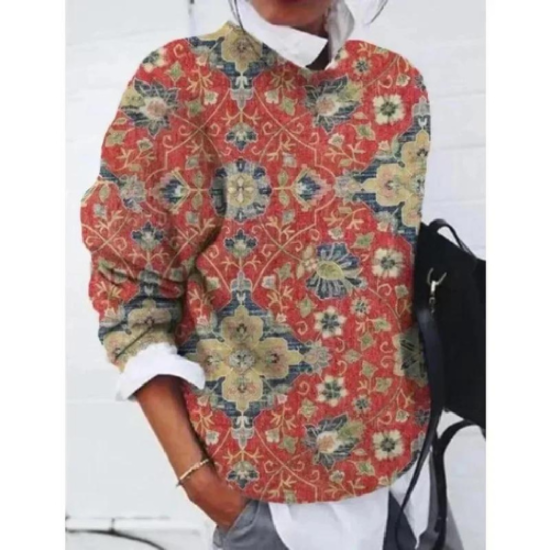 Casual Warme Damestrui met Bloemenprint