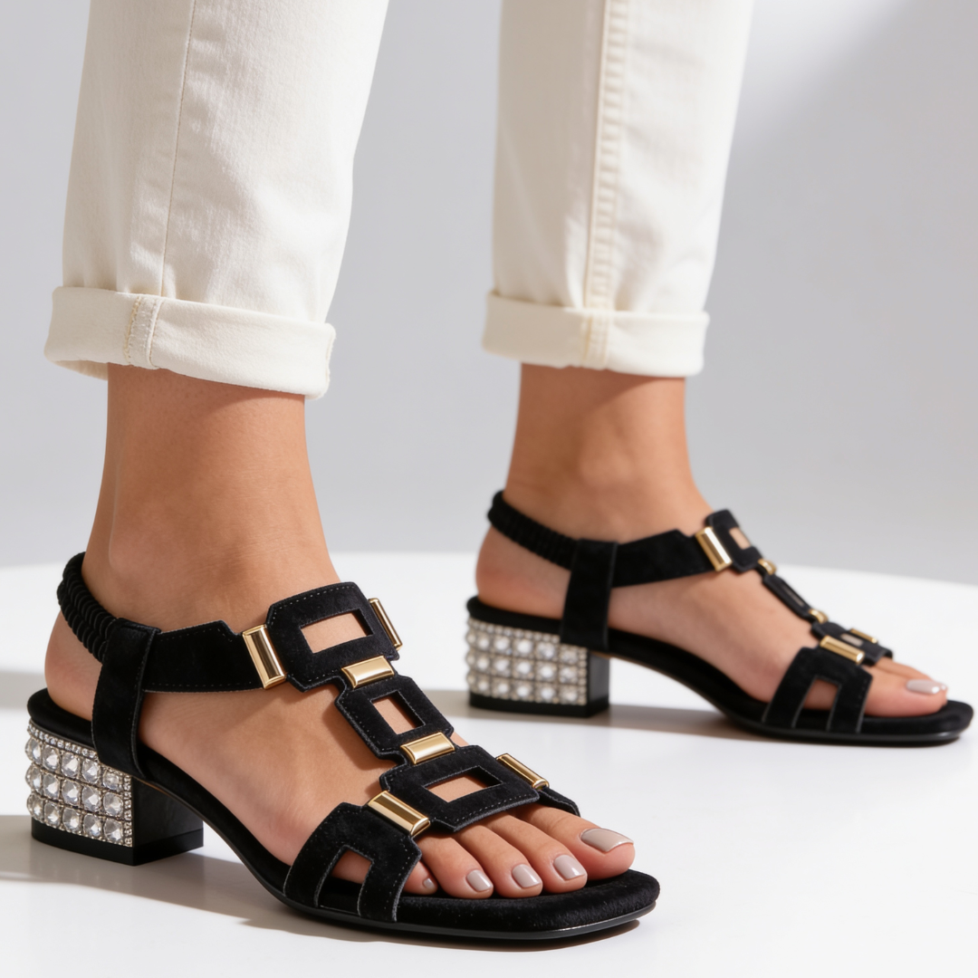 Odette | Sandalen met kristallen hak