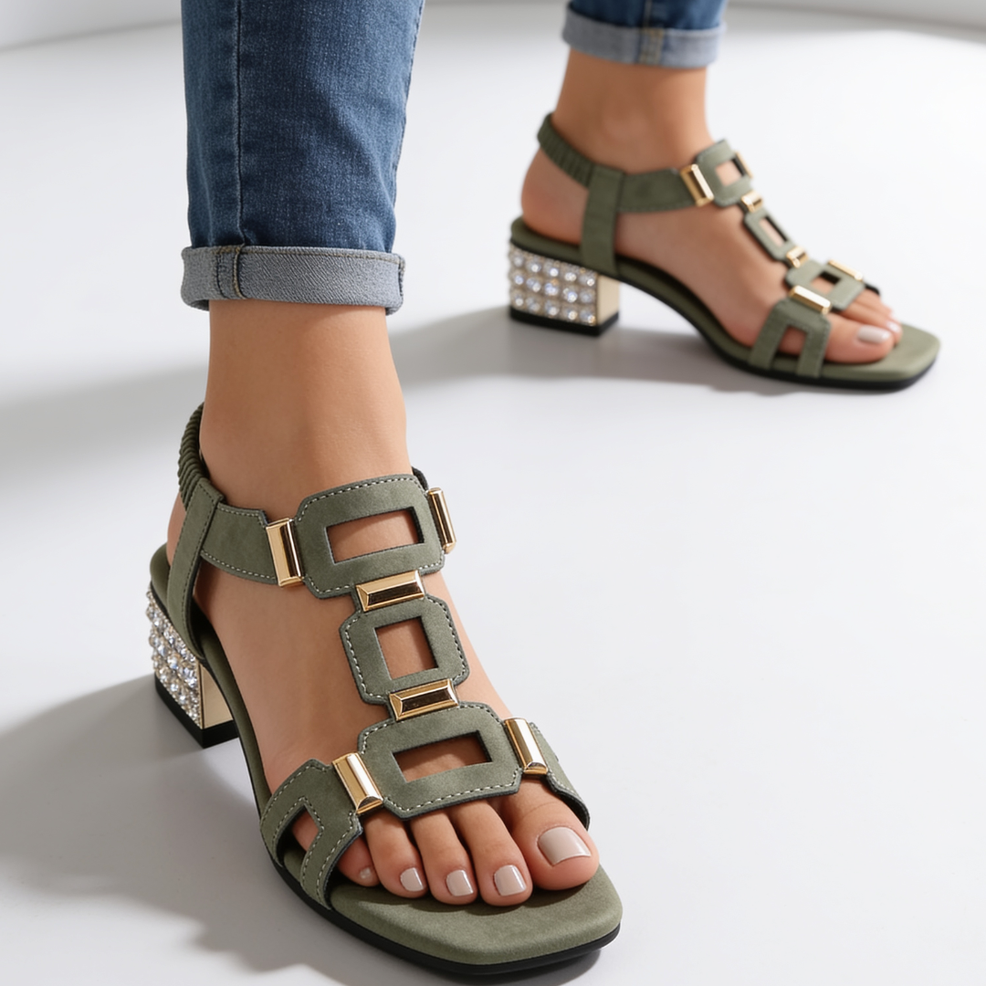 Odette | Sandalen met kristallen hak
