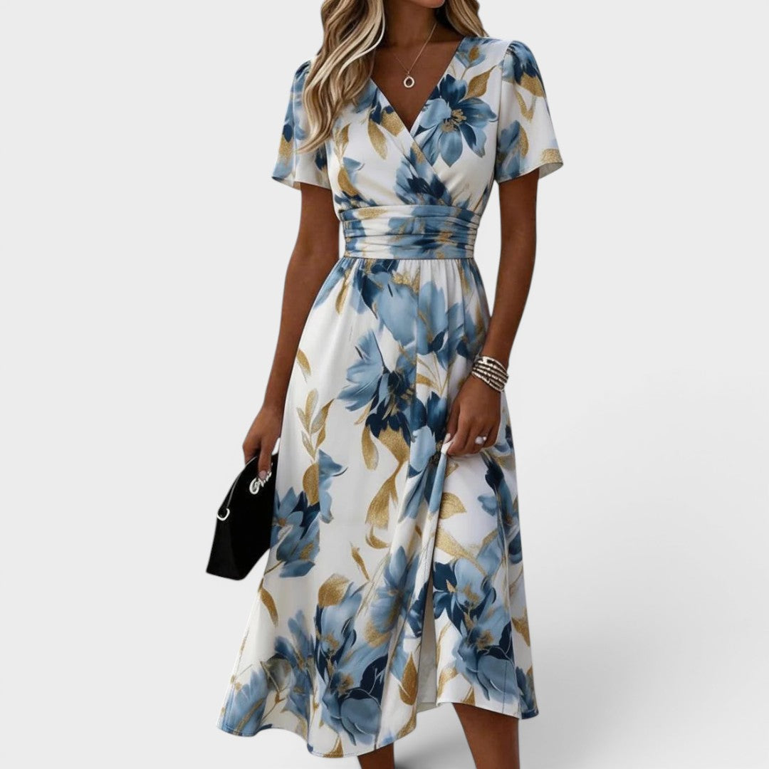Denise™ | Midilange wikkeljurk met bloemenprint