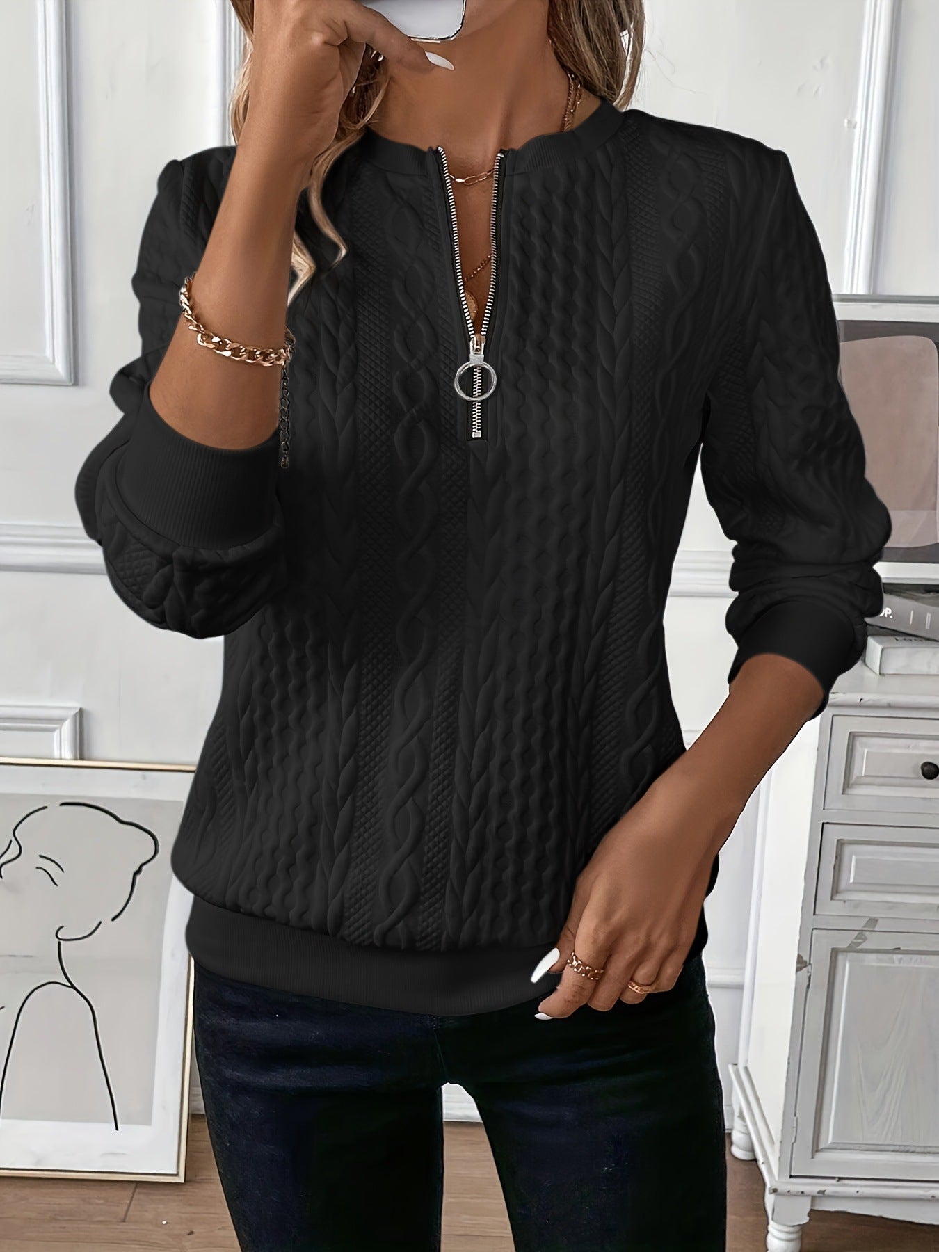 Ella - Women's Pullover Zipper Sweatshirt