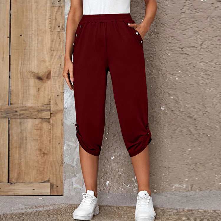 Modieuze Casual Elastische 7/8-Broek