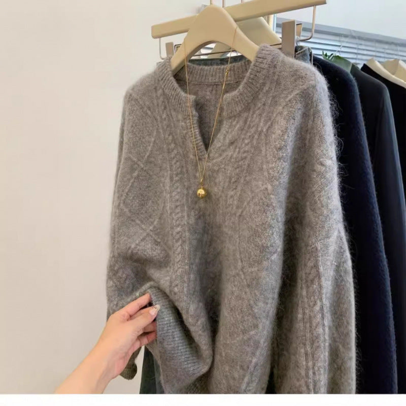 V-hals fleece trui voor dames
