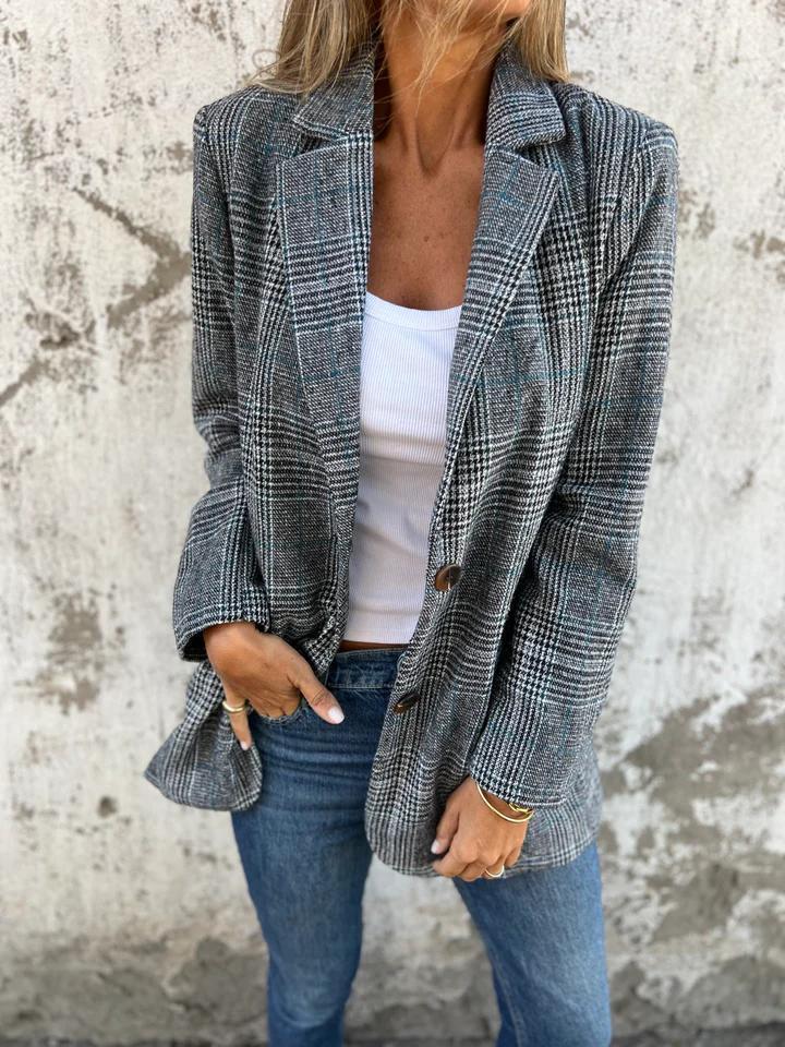 Casual Geruite Blazer met Revers