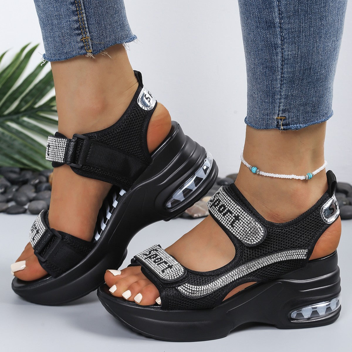 Eva - Stylish orthopedic platform sandals with crystals