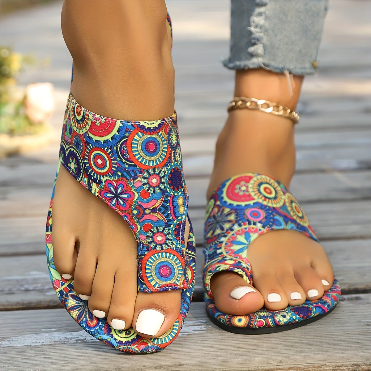 Suzanne - Floral Flat Sandals