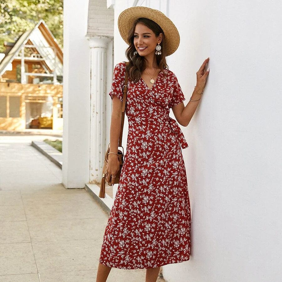 Lola™ Gebloemde Ibiza Midi Jurk