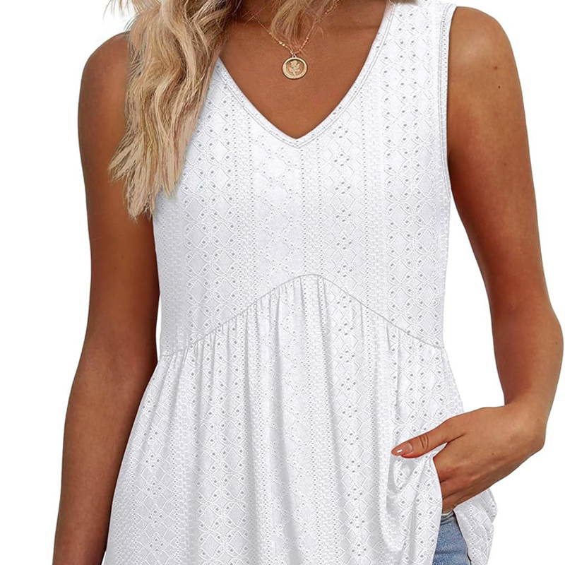 Anna | Casual mouwloze top voor dames met V-hals, volant en bloemenprint