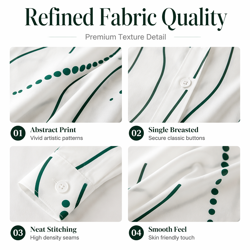 Fena™ | Damesshirtjurk met lange mouwen en print, casual, elegante midi-jurk met knopen
