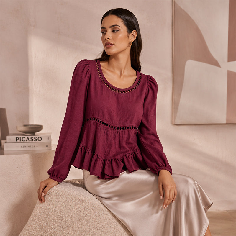 Tesa™ | Casual damesblouse met pofmouwen
