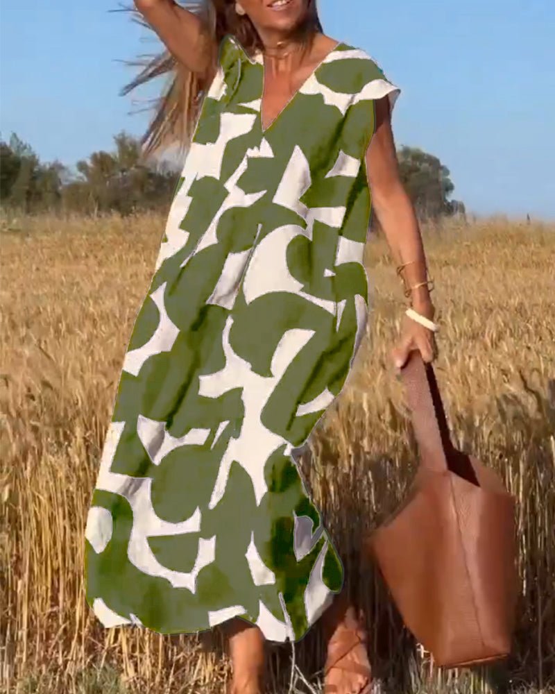 Stéphanie - Gedrukte jurk met V-hals