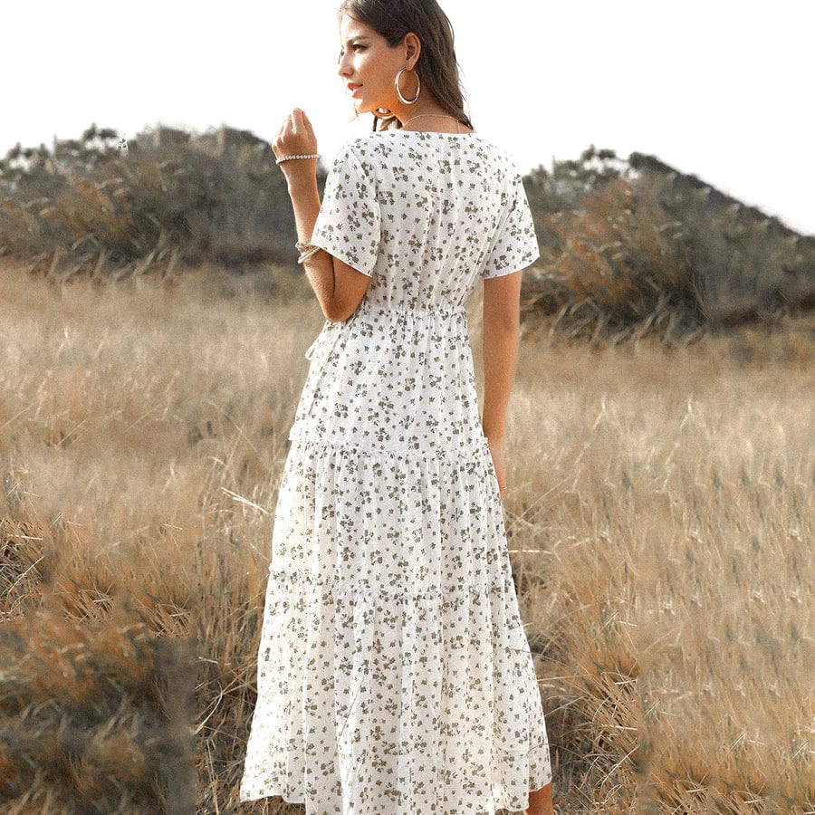 Tess™ Witte Lange Zomerjurk met Print