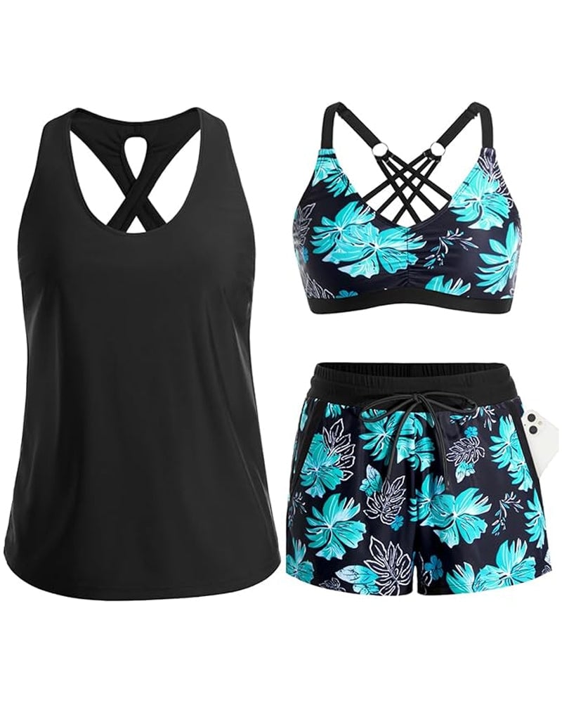 Vanessa - Omslag en crisscross mouwloze bikinitop + broek met trekkoord