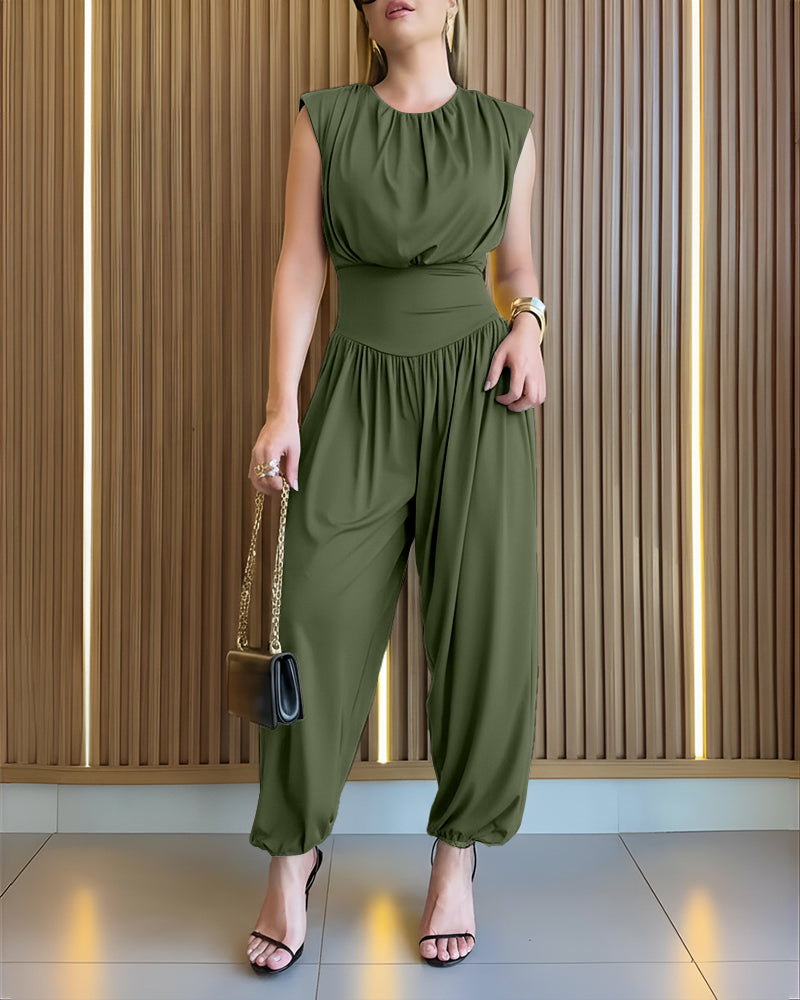 Mariella™ | Casual jumpsuit met uitgesneden rug en gerimpelde details