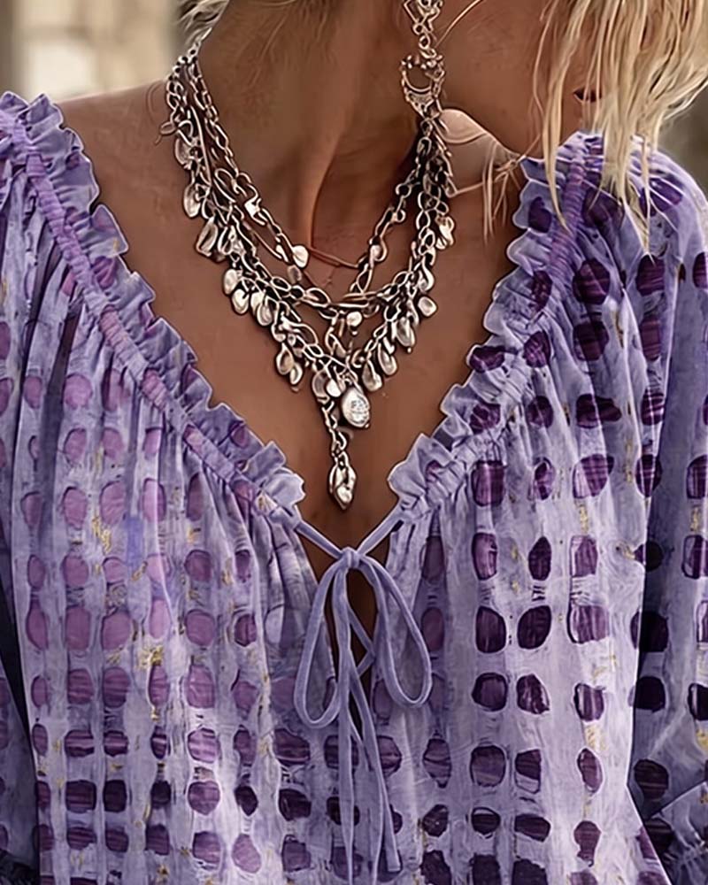 Cornelia | Blouse met stippen en veters