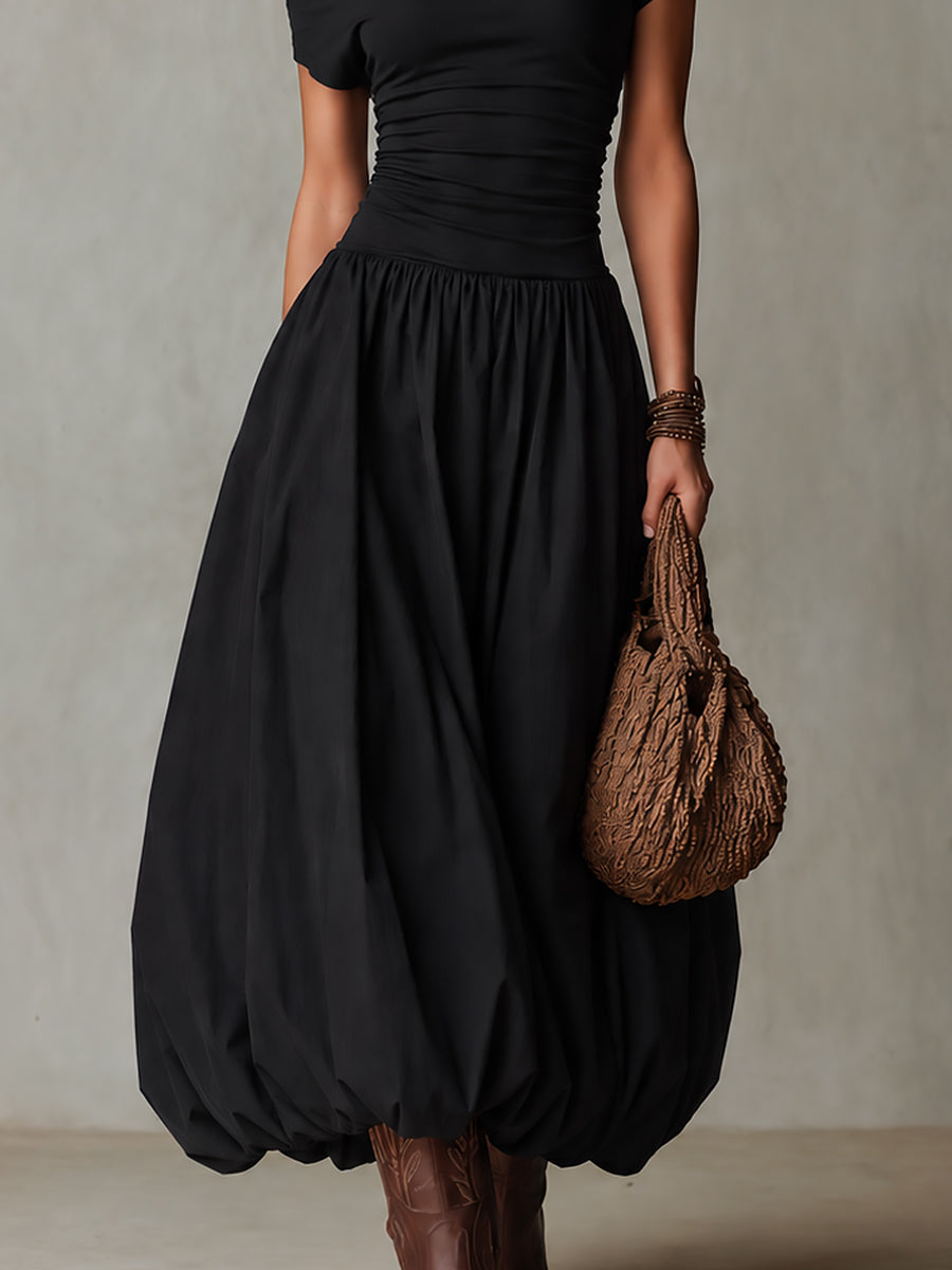 Lona™ | Maxi-jurk met één schouder en ballonzoom in vintage-stijl