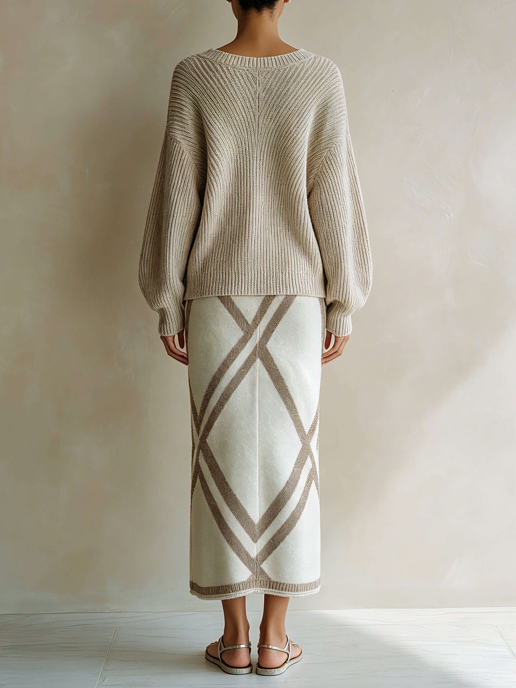 Nynke™ | 2-delige set voor dames bestaande uit een gebreide trui en een midirok