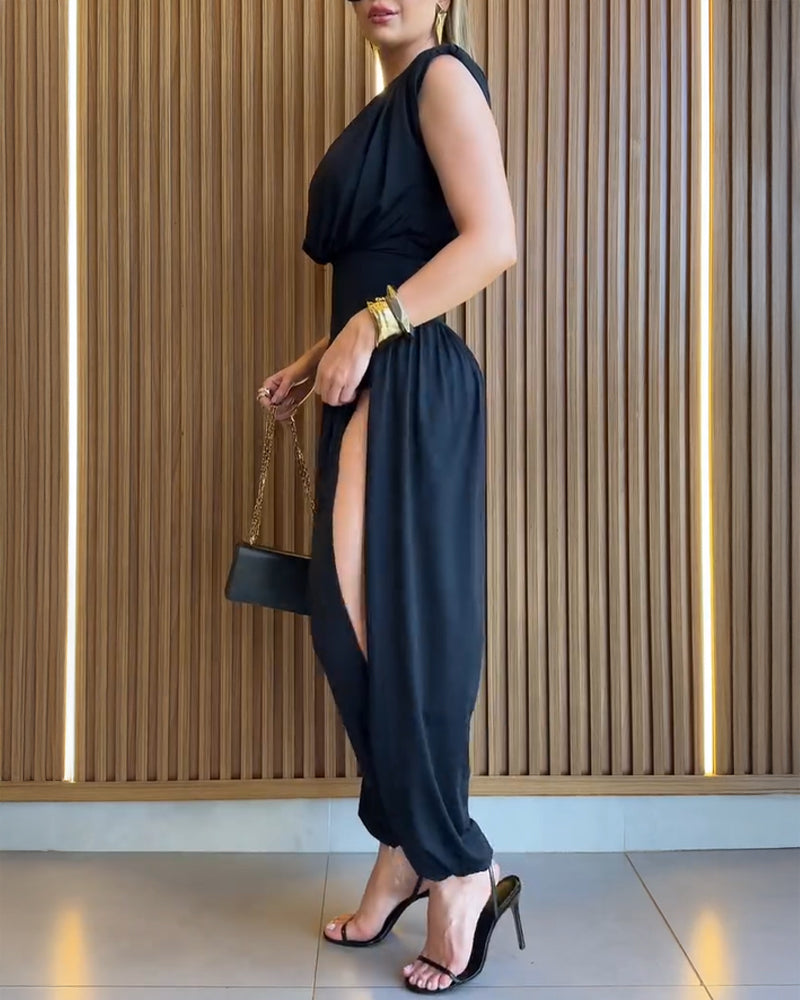 Mariella™ | Casual jumpsuit met uitgesneden rug en gerimpelde details