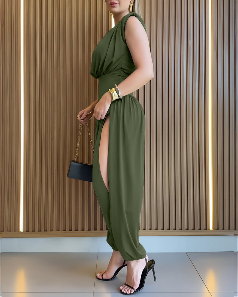 Mariella™ | Casual jumpsuit met uitgesneden rug en gerimpelde details