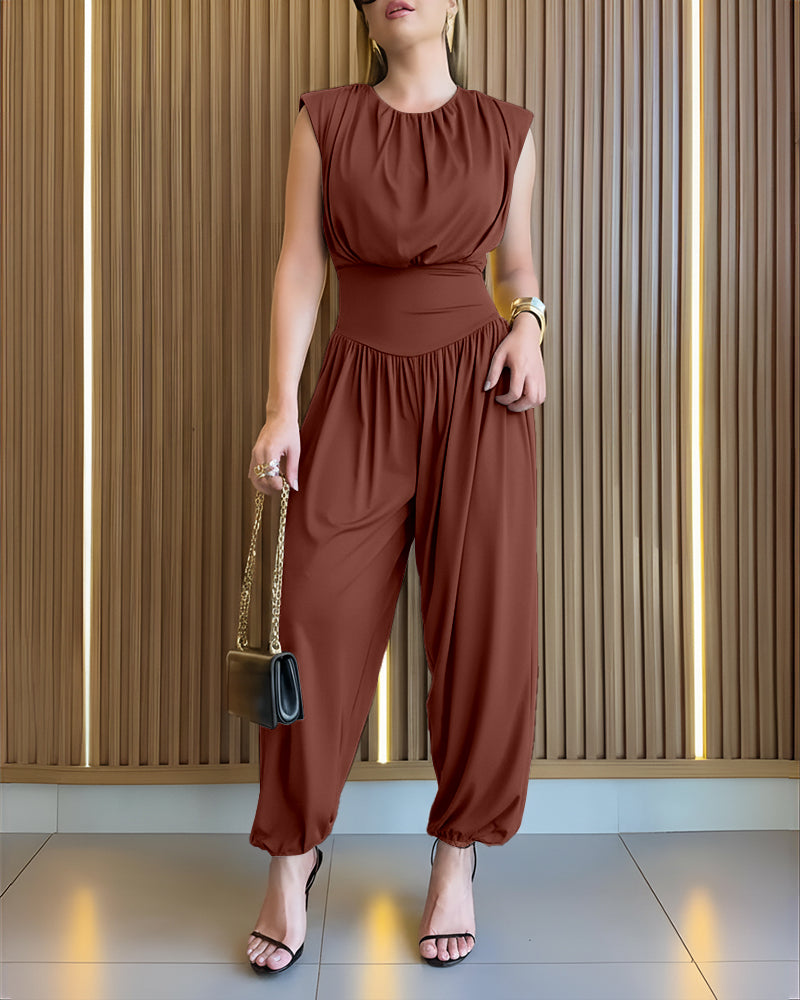 Mariella™ | Casual jumpsuit met uitgesneden rug en gerimpelde details