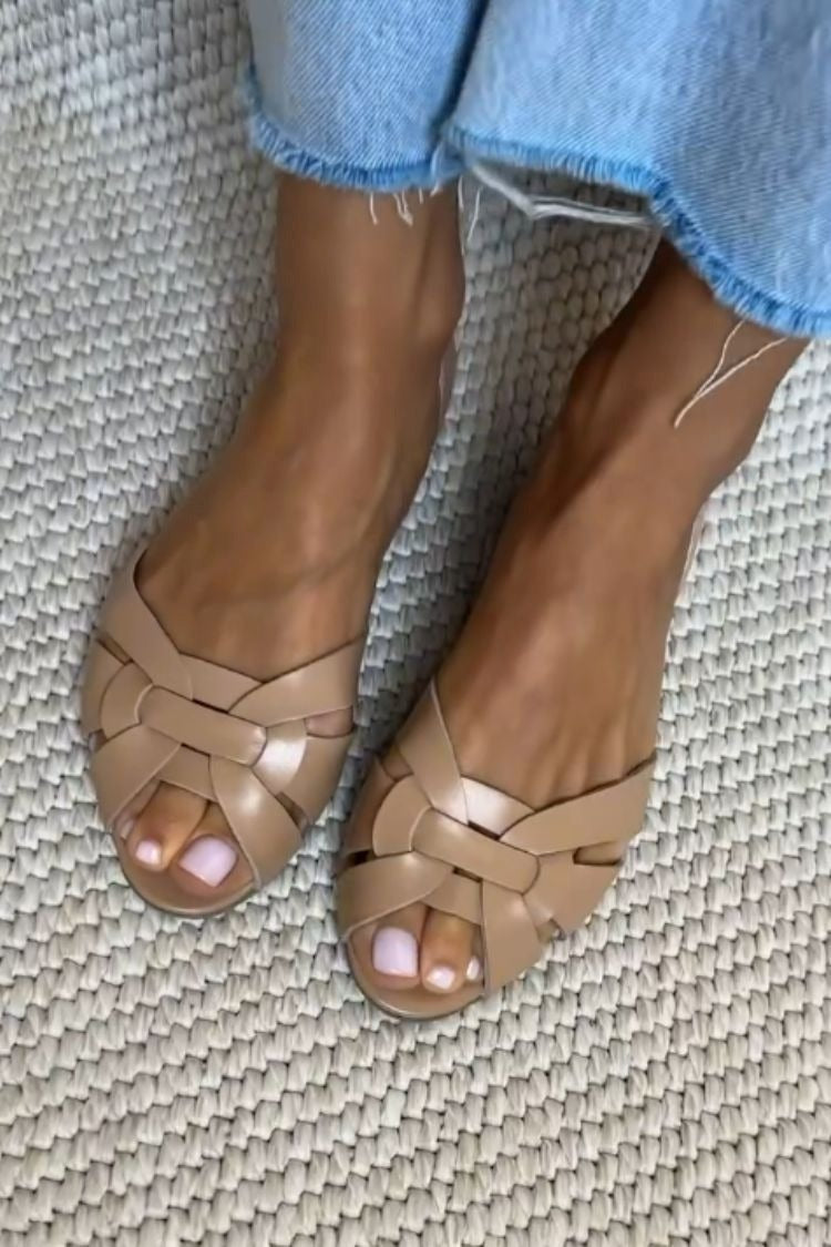 Serafina | Natuurkleurige gevlochten sandalen