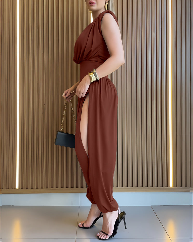 Mariella™ | Casual jumpsuit met uitgesneden rug en gerimpelde details