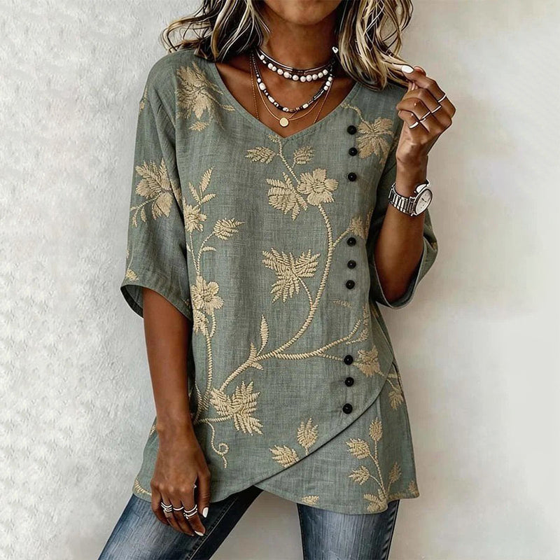 Marleen | Vintage blouse met bloemenpatroon