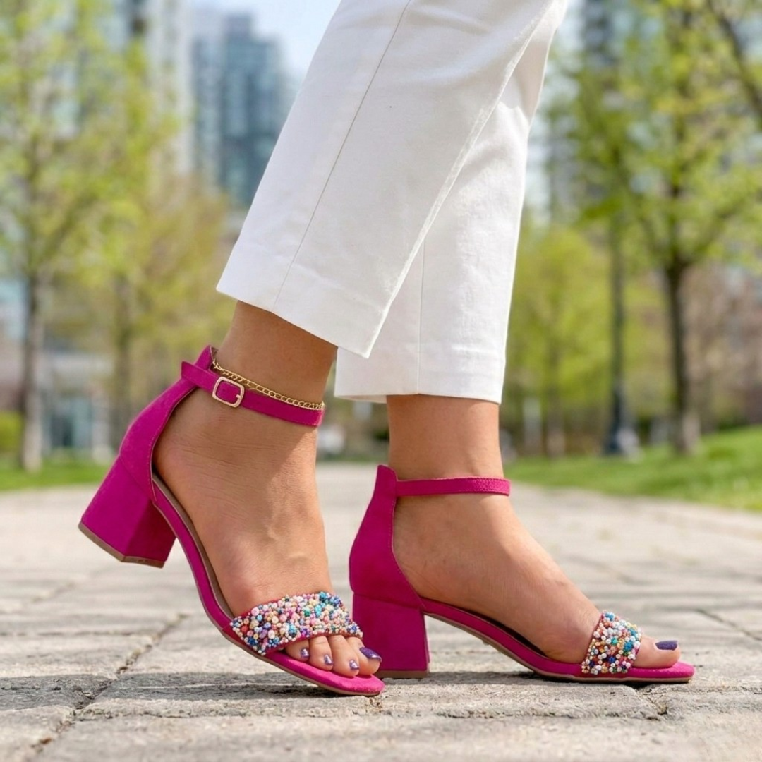 Juvina - White Low-Heel Sandals with Leather Insole