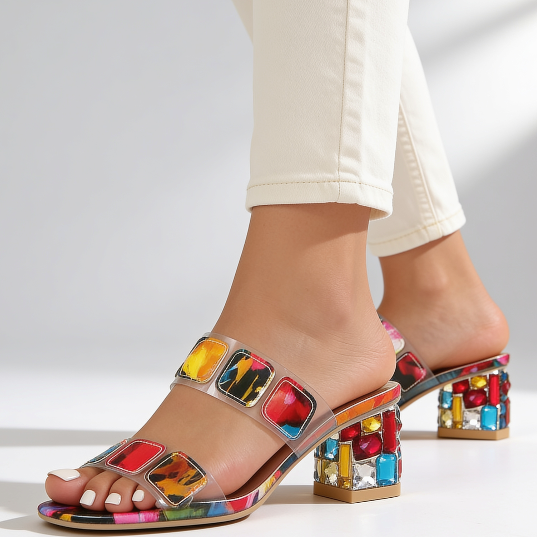 Odette | sandalen met juweelversiering op hak