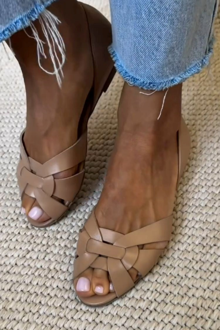 Serafina | Natuurkleurige gevlochten sandalen