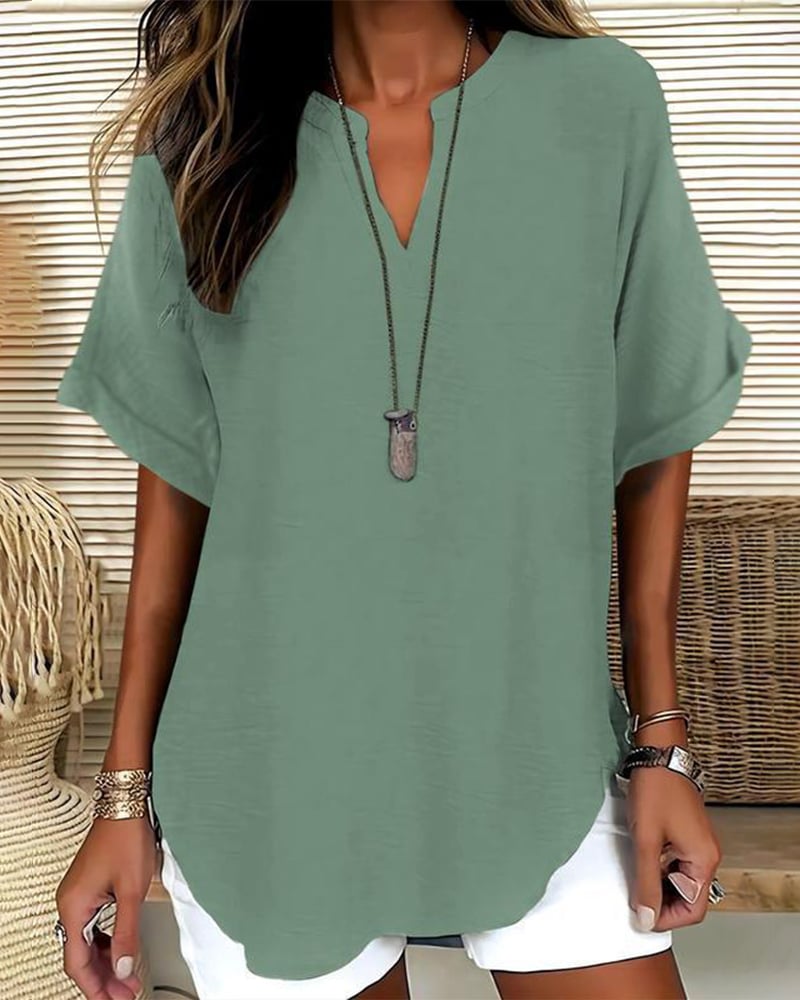 Nichole - Women's Solid-Color Casual Blouse
