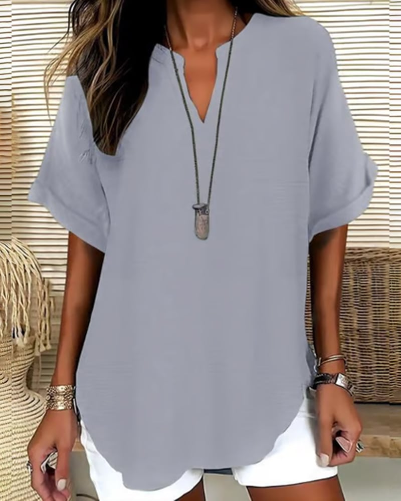 Nichole - Women's Solid-Color Casual Blouse