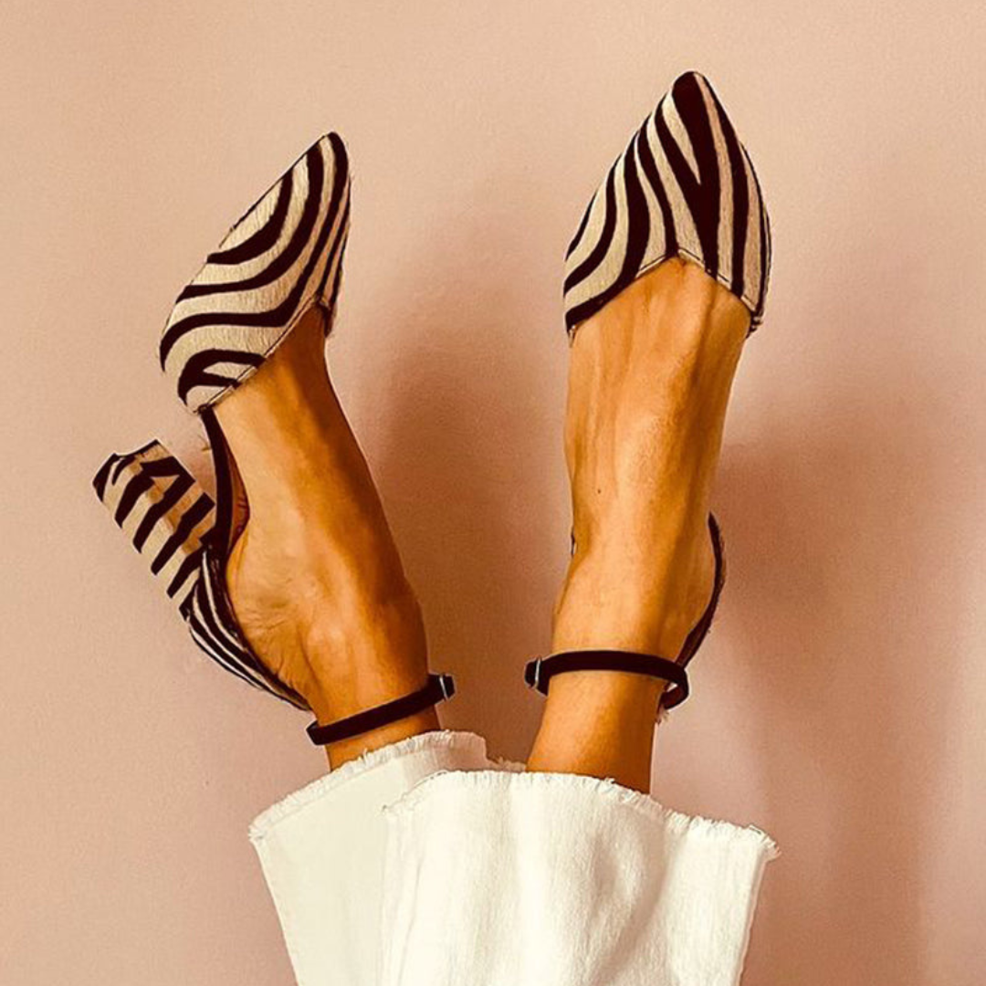 Mid-Heels with Strap And Zebra Print