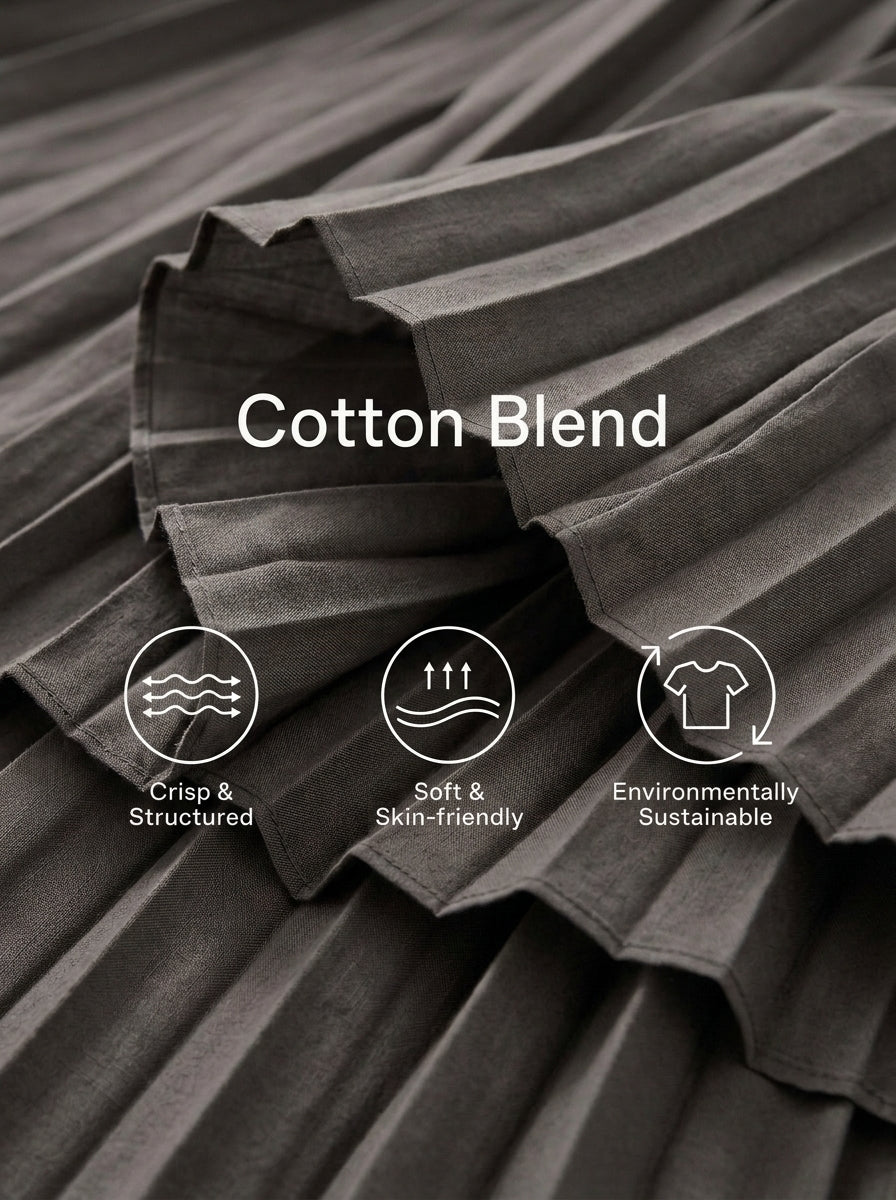 Elara™ | Minimalistische maxi-jurk met tweekleurig kleurblokdesign en gedrapeerde halslijn